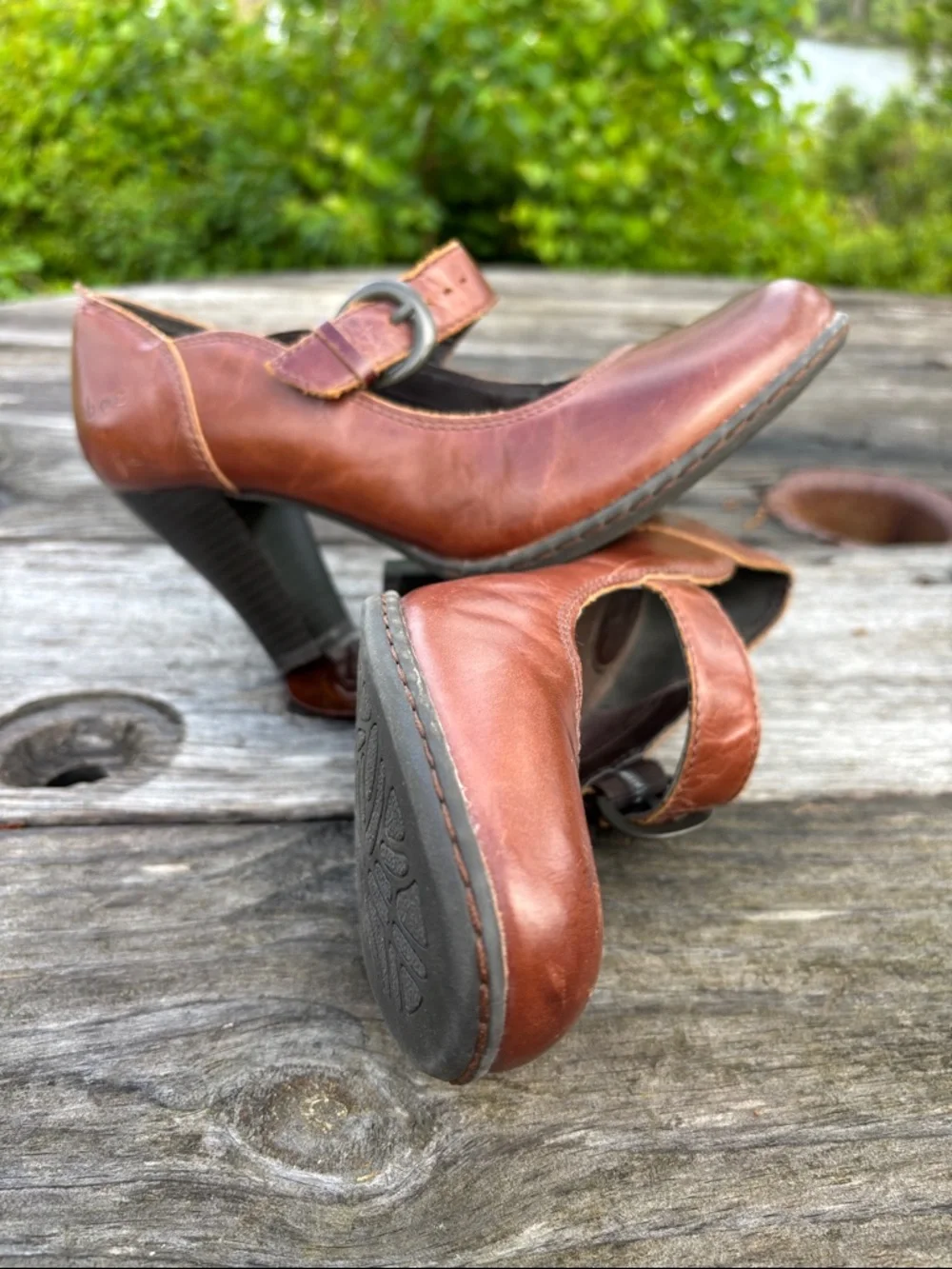 b.o.c. Women's Sz6.5 Brown Mary Jane Heels with Buckle#322